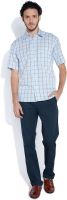 ColorPlus Men's Checkered Casual Blue Shirt