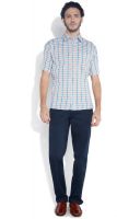 ColorPlus Men's Checkered Casual Green Shirt