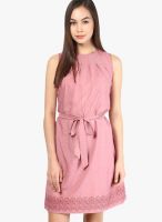 Color Cocktail Pink Colored Printed Shift Dress