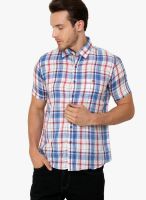 Crimsoune Club Red Check Linen Slim Fit Casual Shirt