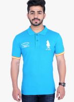 Duke Stardust Aqua Blue Printed Polo T-Shirts