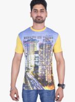 Duke Stardust Yellow Printed Round Neck T-Shirts