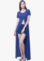 Faballey Blue Colored Solid Asymmetric Dress