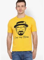 Filmwear Yellow Printed Round Neck T-Shirts