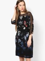 French Connection Black Colored Printed Shift Dress