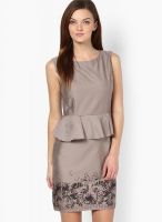 I Know Brown Colored Solid Shift Dress