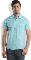 I-Voc Men's Solid Casual Light Blue Shirt