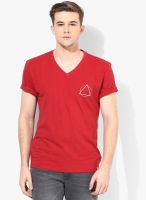 Incult Red Printed V Neck T-Shirts