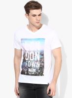 Incult White Printed V Neck T-Shirt