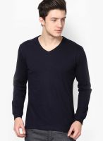 Inkovy Blue Solid V Neck T-Shirts