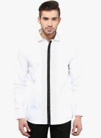 Invern by Monteil White Printed Slim Fit Casual Shirt