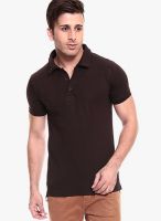 Izinc Brown Solid Polo T-Shirts