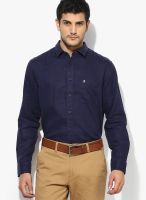Izod Navy Blue Linen Slim Fit Casual Shirt