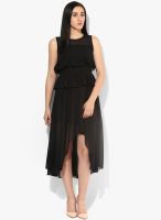 JC Collection Black Colored Solid Asymmetric Dress