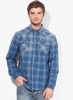 Jack & Jones Blue Checked Slim Fit Casual Shirt