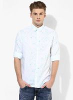 Jack & Jones White Printed Slim Fit Casual Shirts