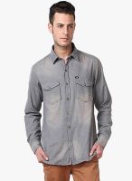 John Players Dark Grey Solids Casual Shirts