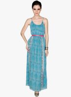 Label Ritu Kumar Blue Colored Printed Maxi Dress