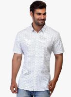 London Bee White Printed Regular Fit Casual Shirt