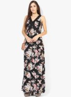 MIAMINX Black Colored Printed Maxi Dress