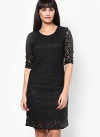 Mayra Black Colored Embroidered Shift Dress