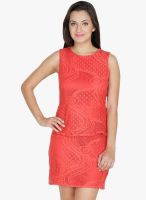 Mayra Red Colored Embroidered Bodycon Dress