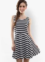 Miss Chase Miss Chase Black & White Striped Skater Dress