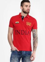 Monteil & Munero Red Solid Polo T-Shirts