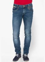 Mufti Solid Blue Narrow Fit Jeans