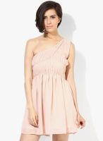 Mysterious Miss Nude Solid Skater Dress