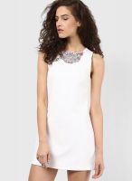 New Look White Colored Embellished Shift Dress