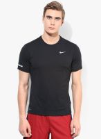 Nike As Dri-Fit Contour Ss Black Running Round Neck T-Shirt