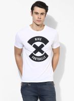 Nike As X White Football Round Neck T-Shirt