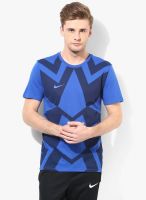 Nike Blue Printed Round Neck T-Shirt