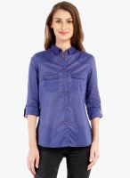 Nun Navy Blue Solid Shirt