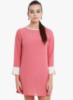 Nun Pink Colored Solid Shift Dress