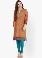 Prakhya Orange Printed Kurtas