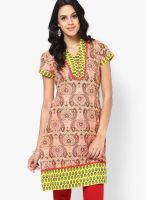 Rain & Rainbow Orange Printed Kurtis