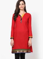 Span Red Striped Kurta