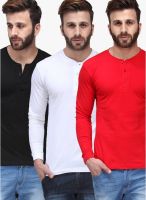 TSX Multicoloured Colored Solid Henley T-Shirts