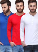 TSX Pack Of 3 Solid Multicoloured Color Henley T-Shirt