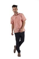 Warrior Men's Self Design Casual Beige Shirt