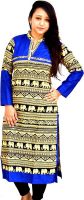 Aarti Collections Printed Women's Straight Kurta(Blue, Black)