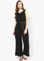 Akkriti By Pantaloons Black Printed Jumpsuit With Belt