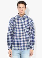 Allen Solly Light Blue Checks Regular Fit Casual Shirt