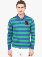 American Crew Blue Striped Polo T-Shirt