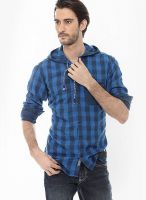 Basics Checks Blue Casual Shirt