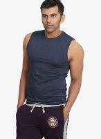 Basics Navy Blue Solid Round Neck T-Shirts