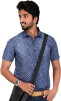 Botticelli Men's Printed Casual Denim Dark Blue Shirt Botticelli Men's Printed Casual Denim Dark Blue Shirt