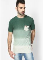 Breakbounce Green Printed Round Neck T-Shirts